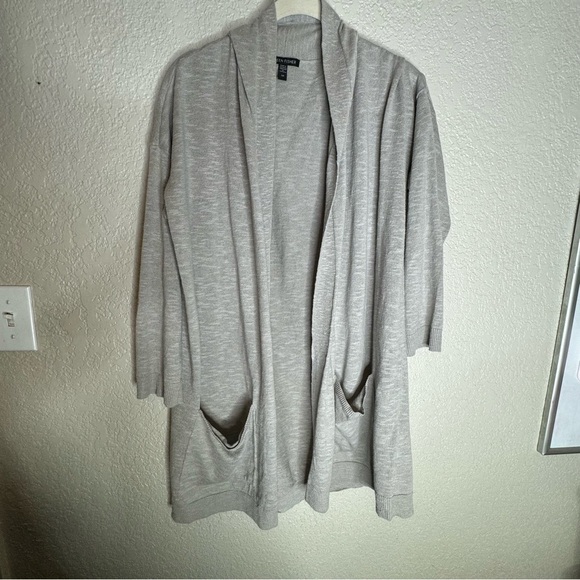 Eileen Fisher Organic Linen Cotton High Collar Cardigan Size SM Sweater - Picture 2 of 9